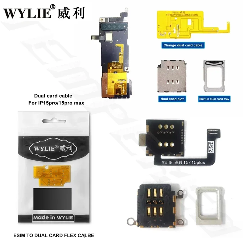 WYLIE Dual Card Change to Single Card Cable for IPHONE 14/15 16Pro Max Series eSIM to SIM No Need Separation No Damage Flex Part