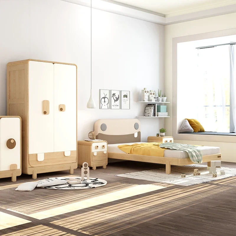 ~Bedside Table Children's Room Storage Cabinet with Drawer Solid Wood Environmental Protection