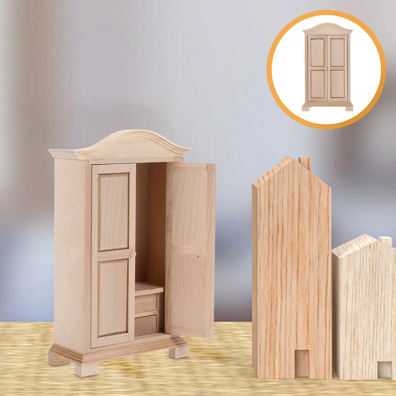 

Miniature Wooden Cabinet 1:12 Scale Mini Storage Cabinet Lightweight Bedroom Living Room Mini House Furnishing