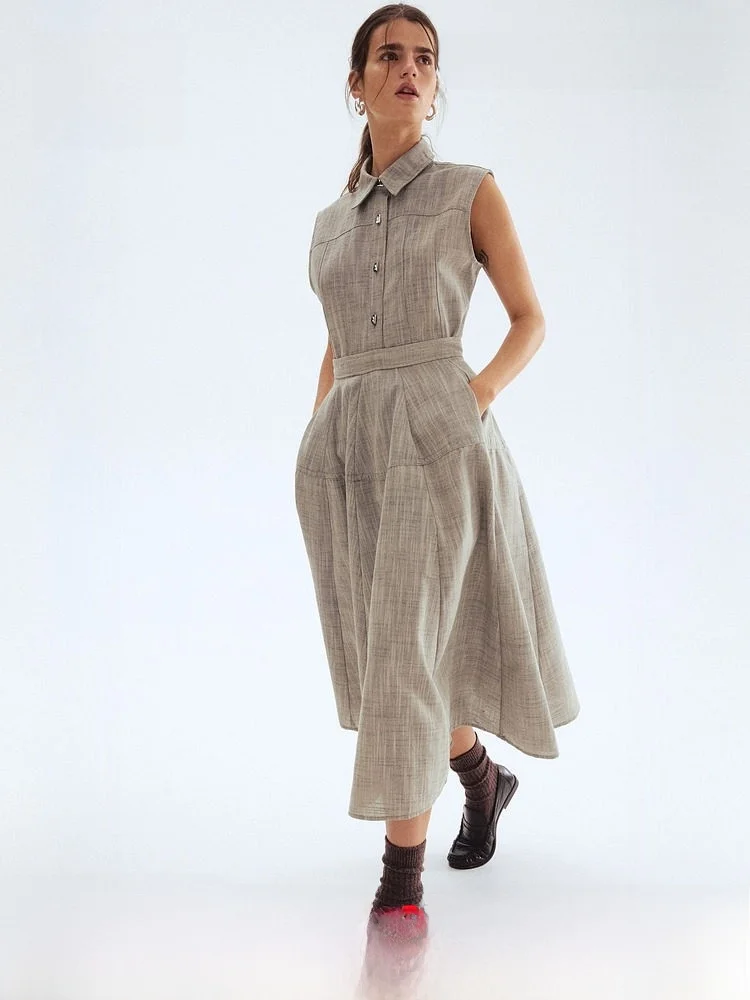 

High Waist Knee-Length Half Skirt Women's Clothing A-Line Skirt Gathered Polyester Fiber Casual Style for Ladies