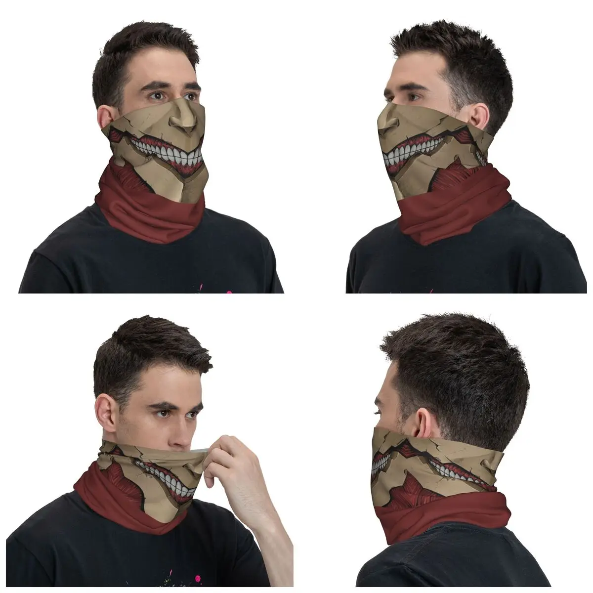 Face Of Armored Titan Neck Gaiter Women Men UV Protection Winter Attack On Titan Bandana Scarf for Hiking