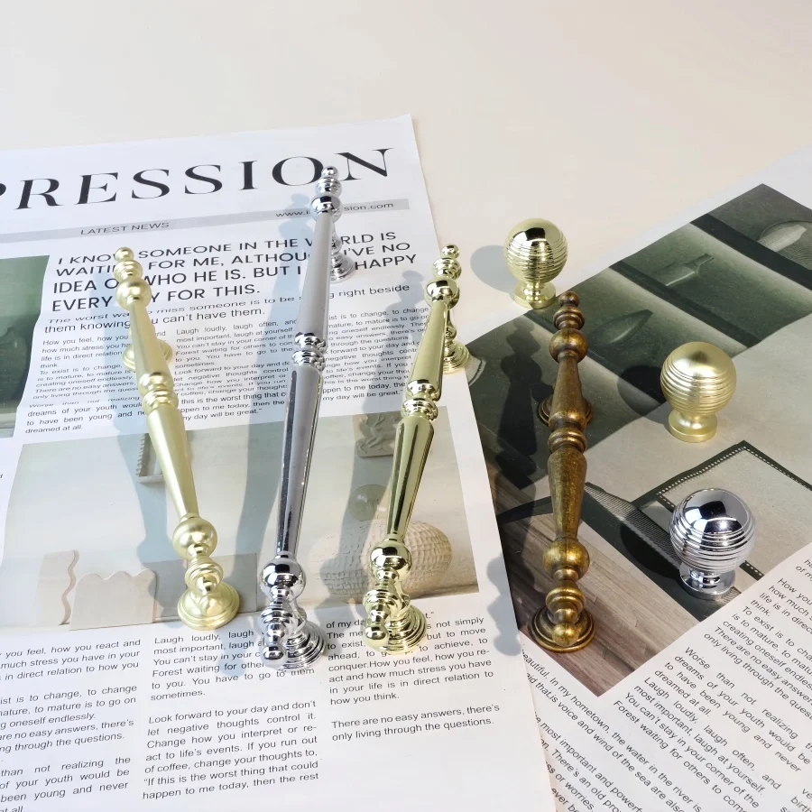 

French kitchen Cabinet Handles for Furniture High-end Drawer Handles Knobs Closet Wardrobe Solid Zinc alloy Door Handle Hardware