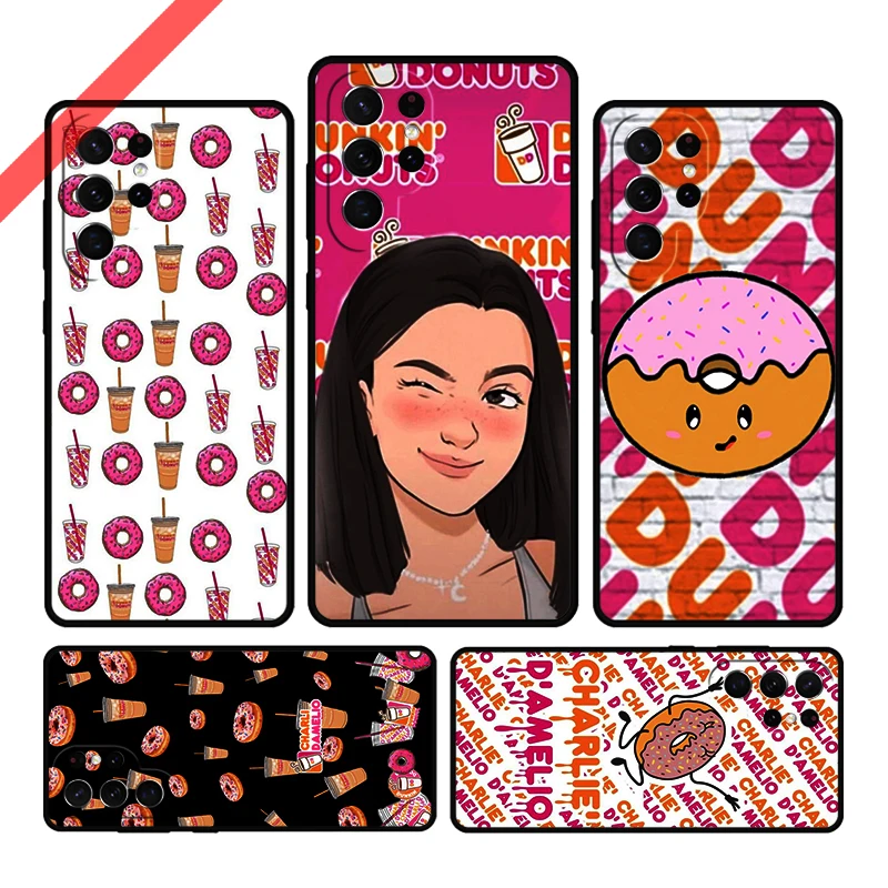 Charli Damelio Donut Phone Case For Samsung Galaxy S20 FE S21 S10 S23 Plus S24 S22 Ultra Coque Note20 Note10 S9 S8 Cover Capa