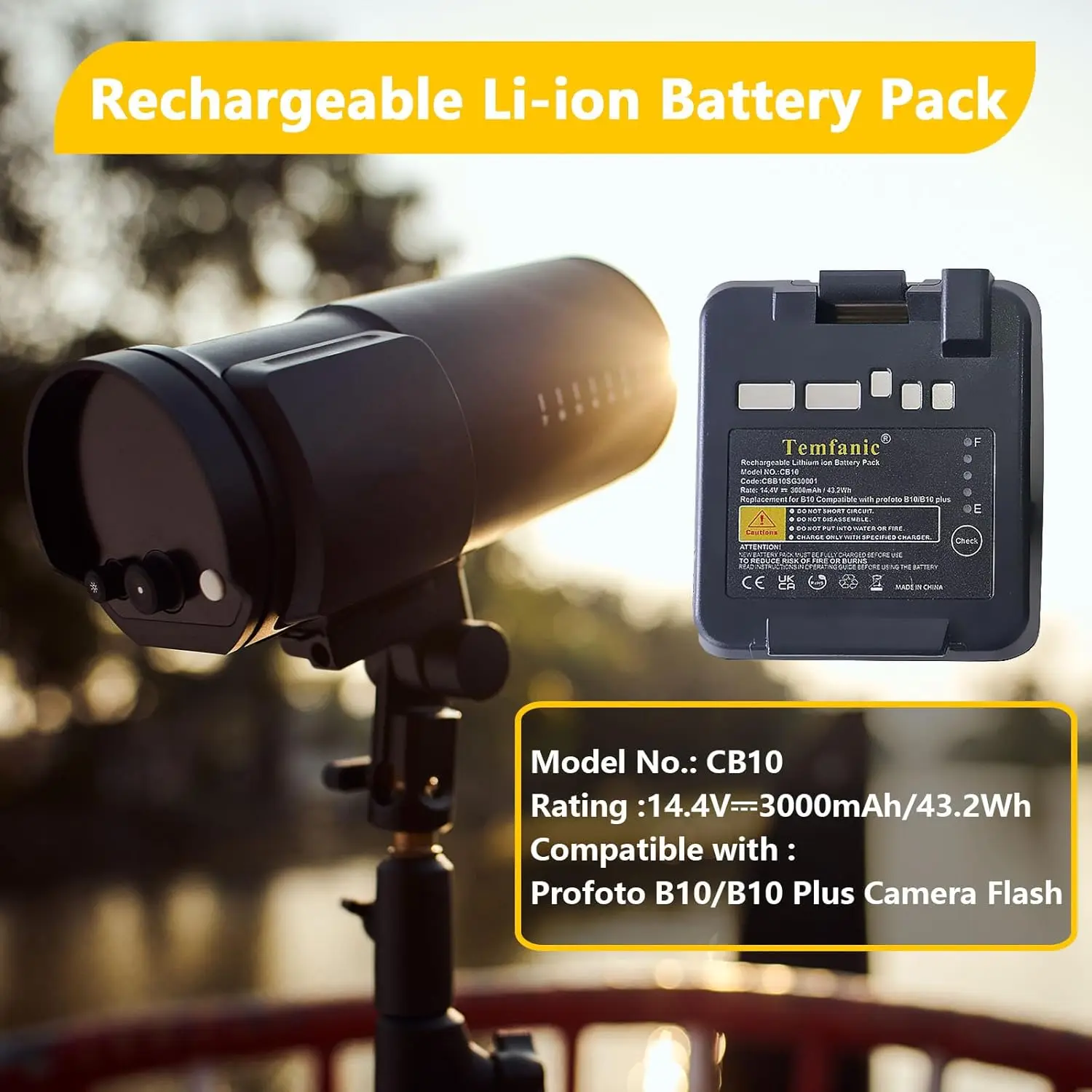 Replacement Lithium Battery For Profoto B10/10Plus B10X/10XPlus Camera Flash 14.4V 3000mAh High Capacity Rechargable battery