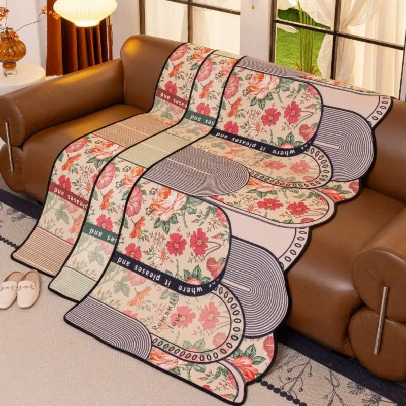 2025 أربعة مواسم الشنيل الزهور يغطي الاقسام الأريكة الغلاف الأثاث بروتيك عدم انتظام وسادة السجاد المضادة للقطط خدش