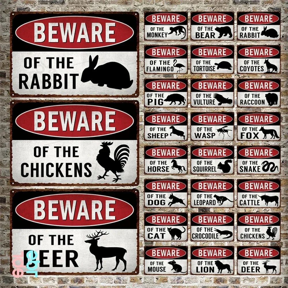Wildlife Warning Signs Beware Of The Pig Snakes Metal Sign Animals Tin Plate Wild Forest Warning Plaque Retro Wall Stickers Sign