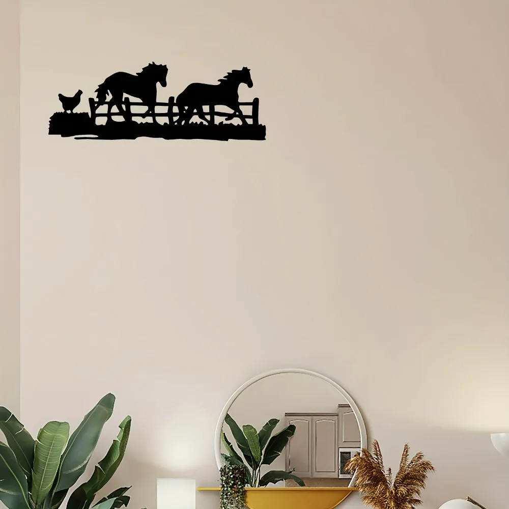 Simple Metal Horse Wall Hanging Rural Western Iron Art Ideal for Home Indoor & Outdoor Wall Decor