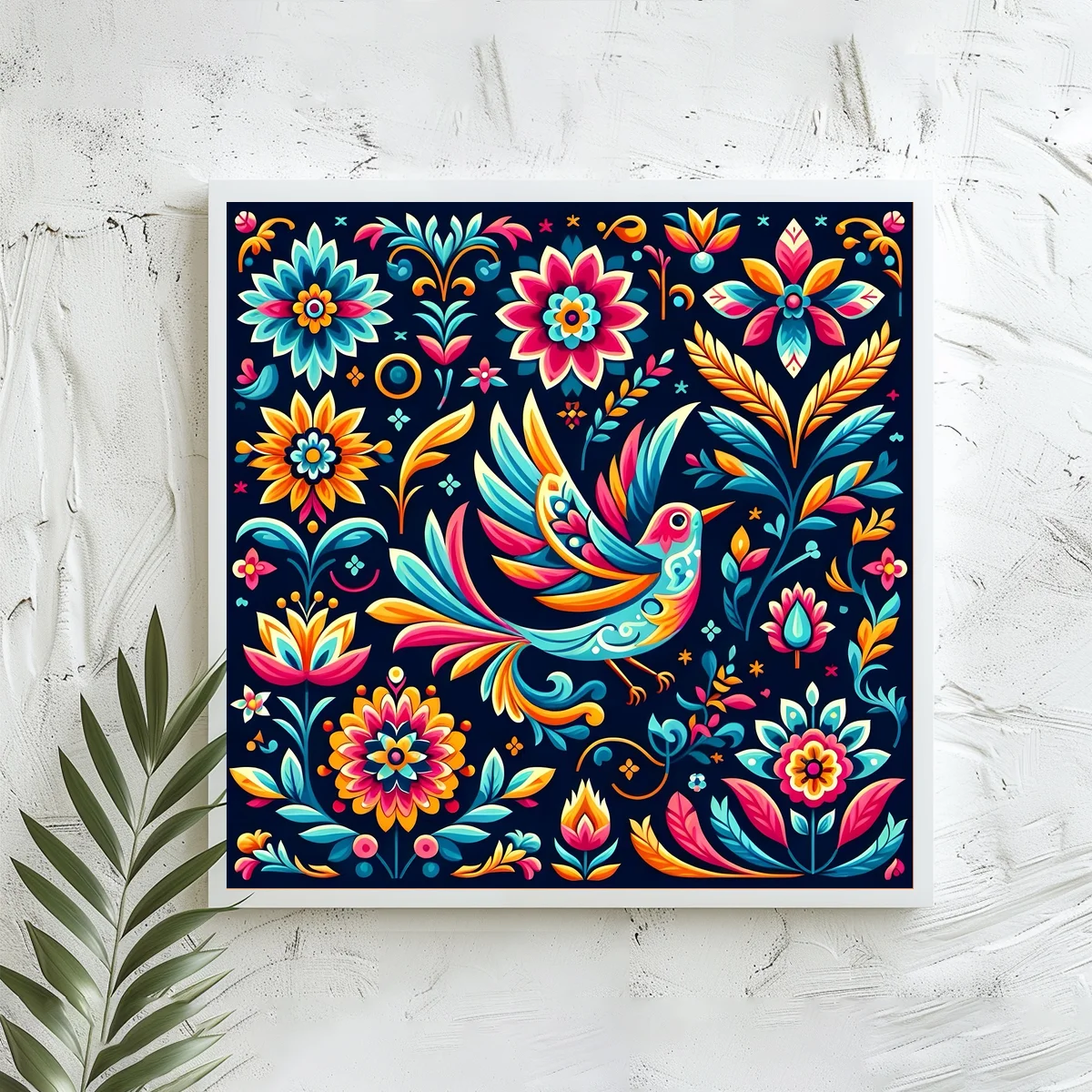 1PC 40X40CM/15.74in, 11CT/14CT Cross Stitch Kit DIY Valentine's Day Gift Embroidery Set for Festival, Colorful Sparrow