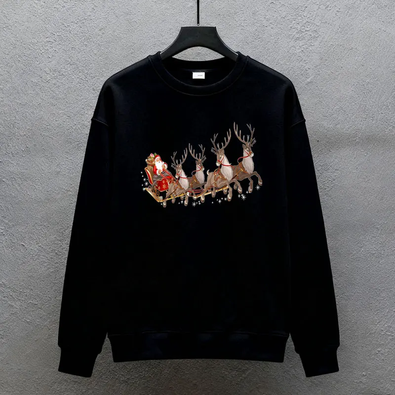 Christmas Reindeer Sweatshirt Reindeer Sweater Santa's Reindeer Sleigh Hoodies Christmas Family Matching Pajama Matching Top