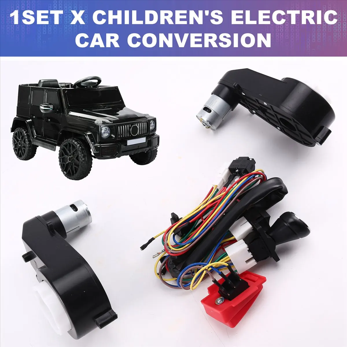 

Children Electric Car DIY Modified Wires and Switch Kit, Kids Electric Car Ride on Toys Accessories with Motor