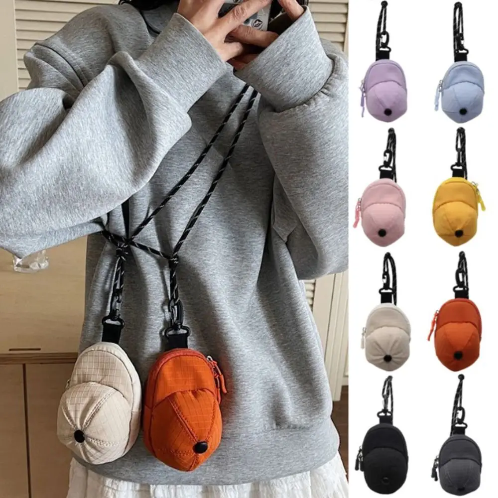 All-match Colorful Baseball Cap Coin Purse Cute Portable Mini Crossbody Bag Harajuku Korean Style Canvas Coin Bag Travel