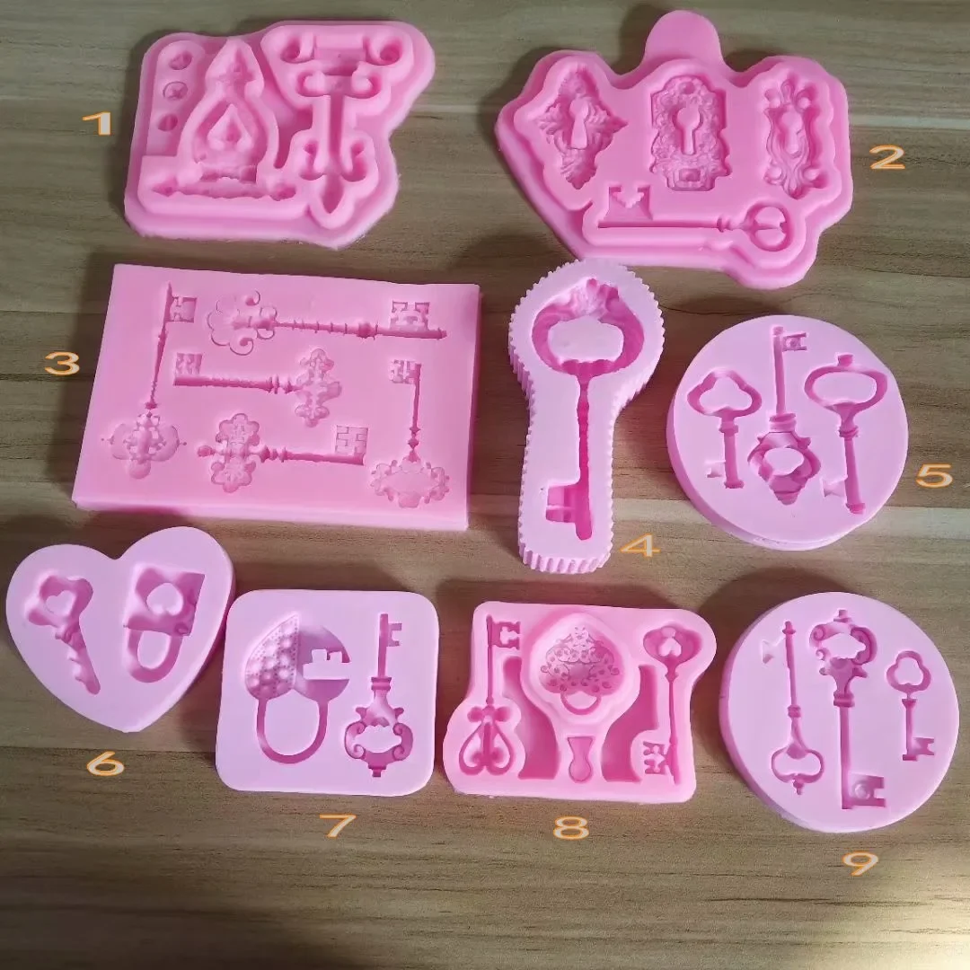 1PC Vintage European Shape Many Kinds of Key Shape Silicone Lace Cake Mold Ice Jelly Candy Fondant DIY Silicone Mold