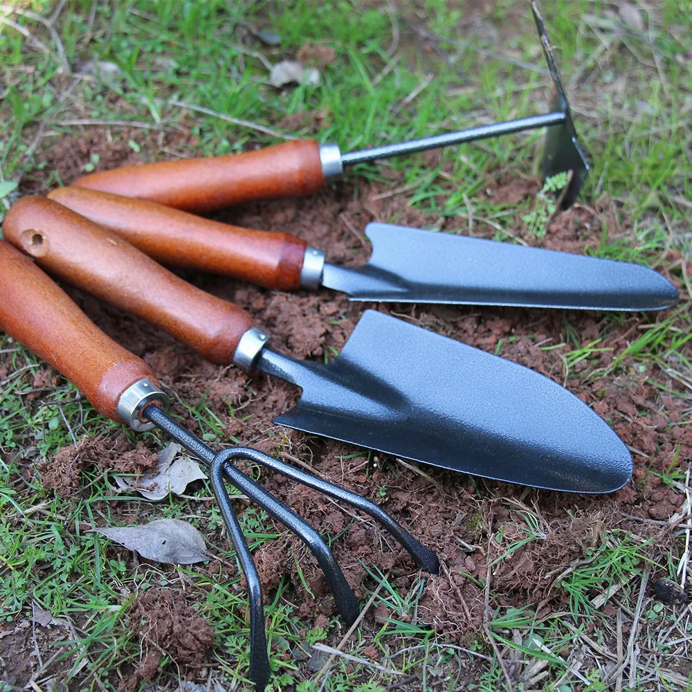 5PCS/Set Gardening Tool Set Mini Iron Wide Shovel Narrow Shovel Three-Claw Shovel Planting Flowers And Weeding Garden Tools