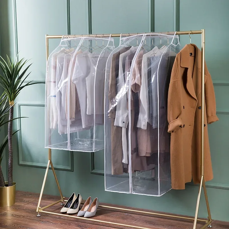 New Clothes Hanging Dust Cover Dress Suit Coat Transparent Storage Bag Case Organizer Wardrobe Dress Clothing Hanging Dust Cover