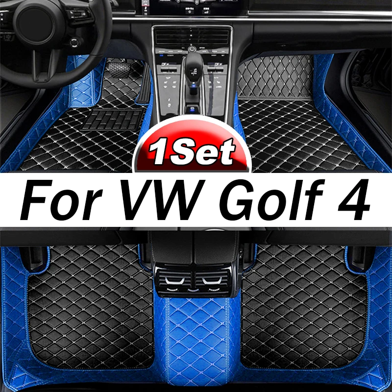 

Custom Automotive Car Floor Mats For VW Golf 4 1999 2000 2001 2002 2003 Auto Luxury Leather Men Women Car Mats Full Coverage