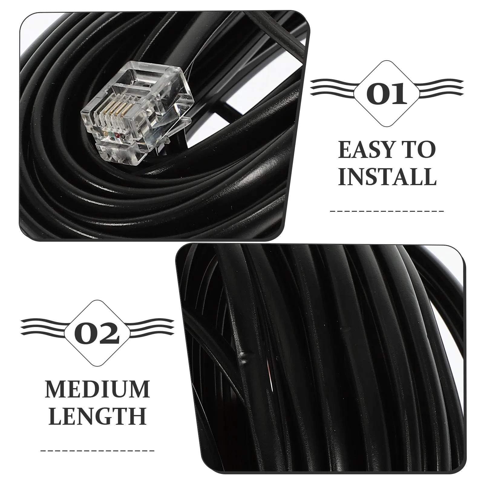 Telephone Replacement Cable for Landlines Phone Durable Soft Coiled Cord Extension Wire No Noise Telephone Wire