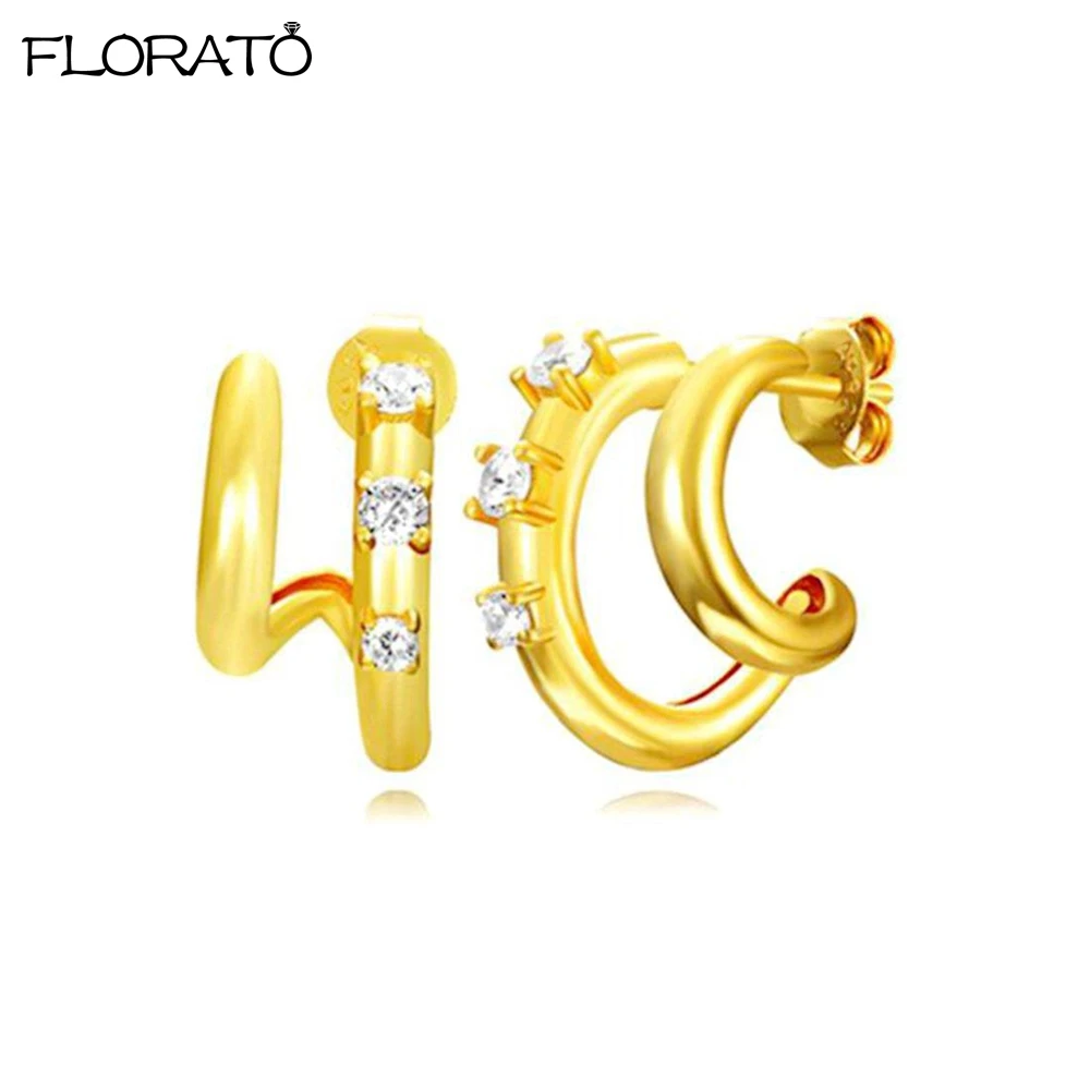 

925 Sterling Silver Needle Fashion Zircon Stud Earrings for Women Luxury Gold Color Small Earrings Party Jewelry Gift Wholesale