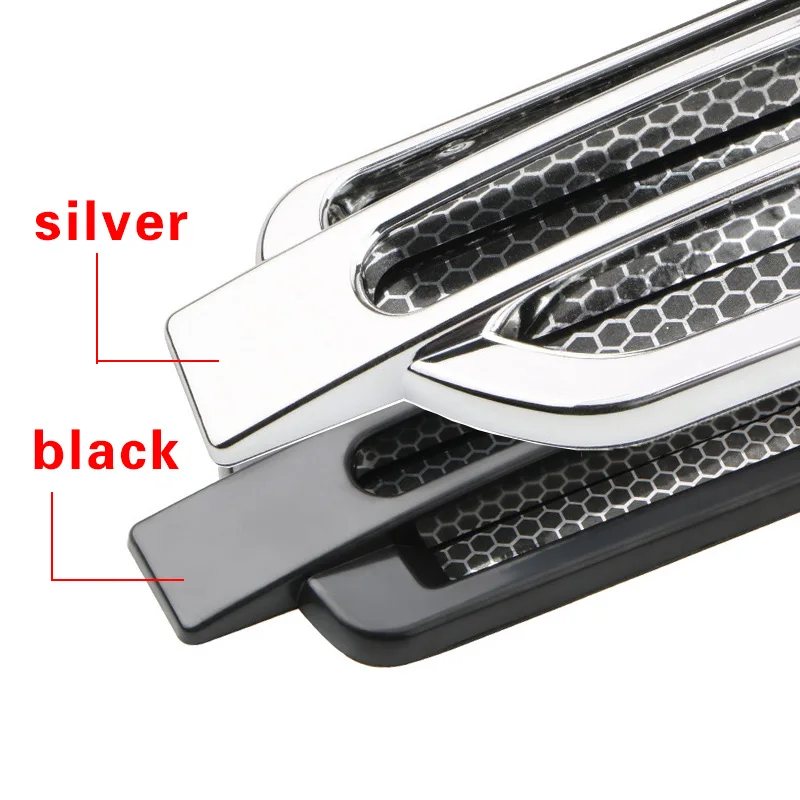 1Pair Car Hood Side Vent Air Flow Spoiler Racing Intake Grille Trim Duct Chrome Black Sticker Exterior Accessories Decorative