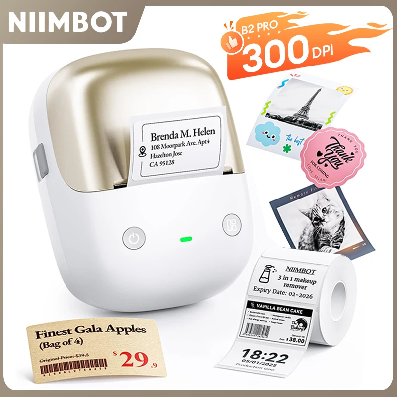 Niimbot B2 pro Adhesive Label Printer 300DPI Wireless Bluetooth Photos Printer Red Black Dual Color Printing For Barcode Tags