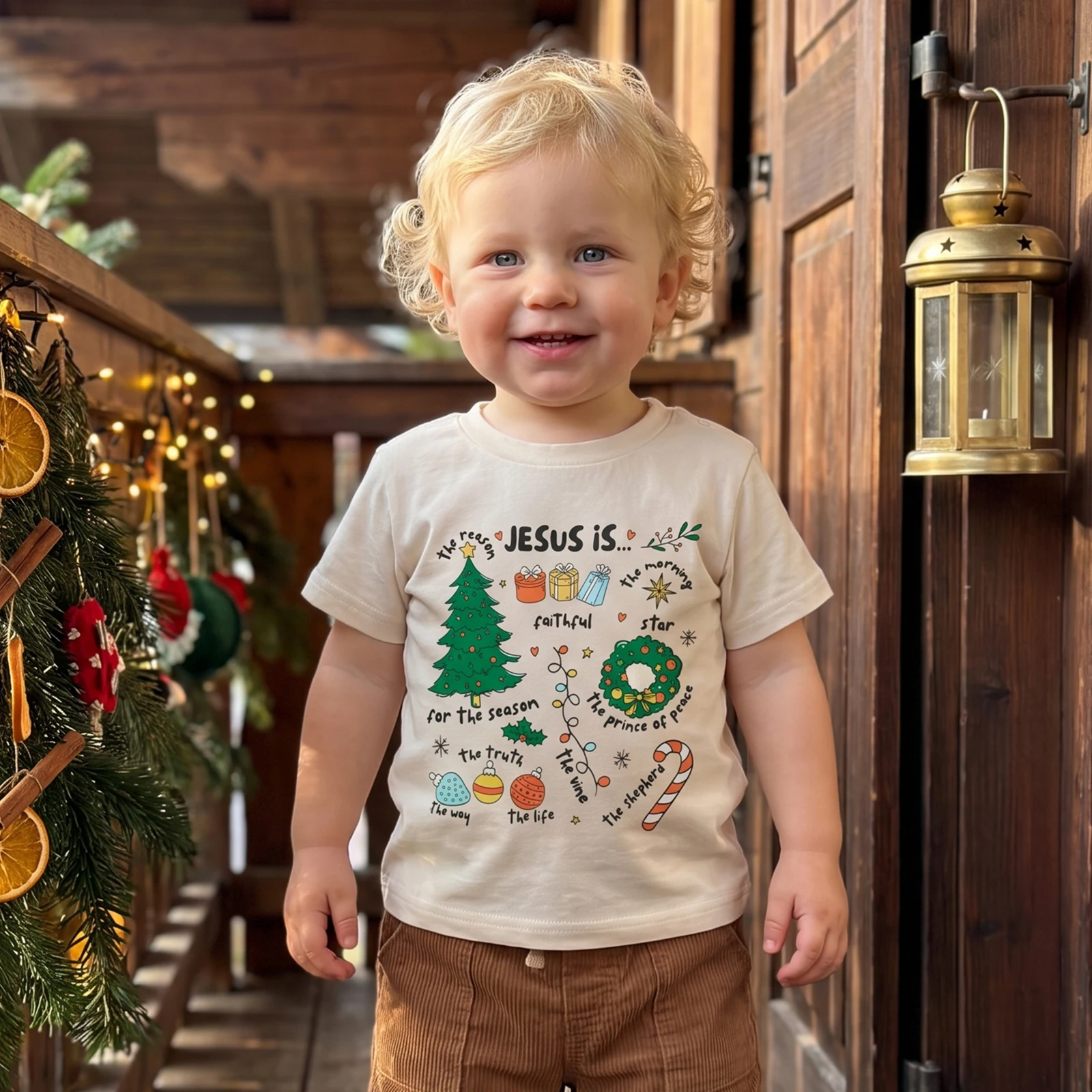 Kids Christmas T-shirt Short Sleeve Crew Neck Letters Print Summer Tops