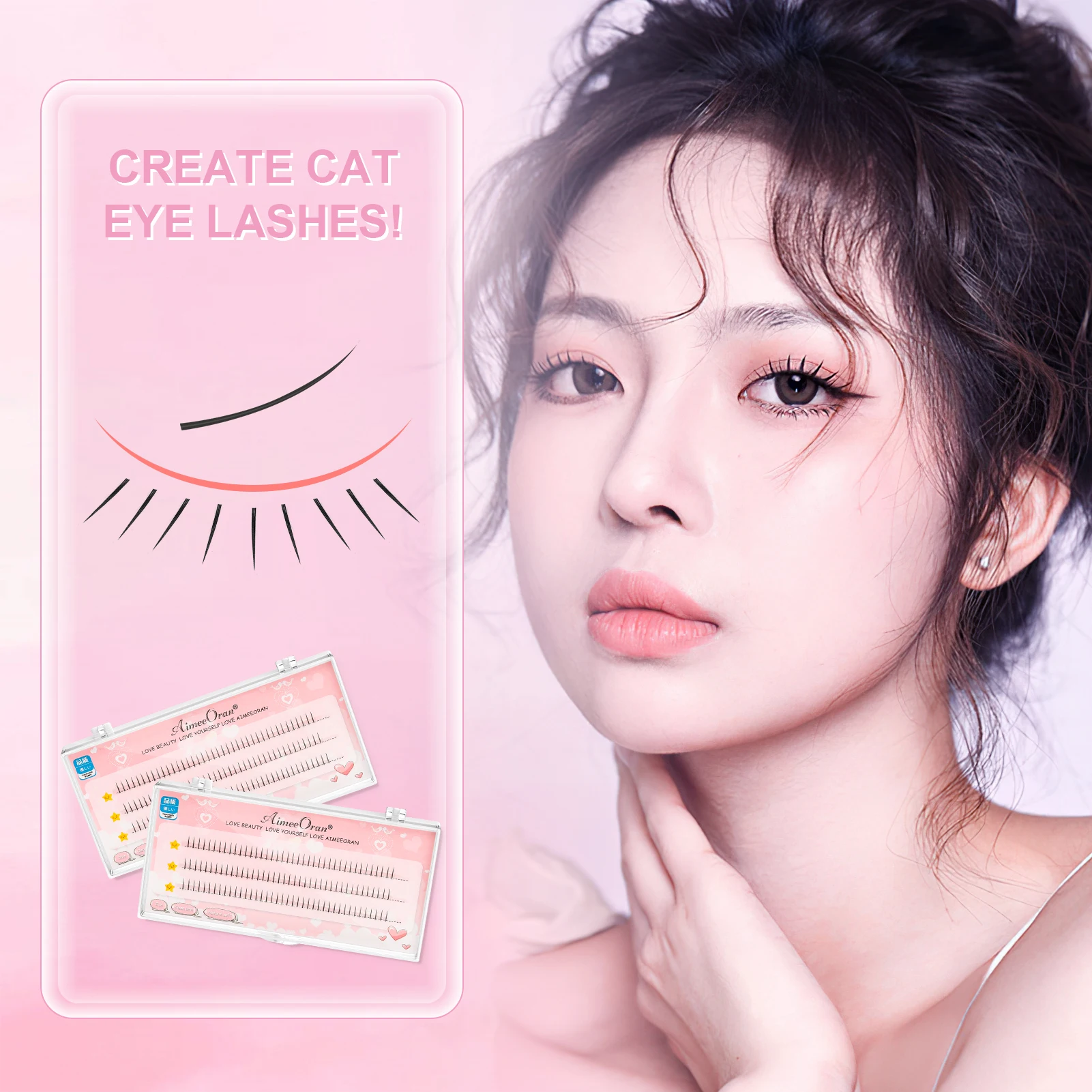 3 행 6mm 푹신한 낮은 속눈썹 요정 가짜 속눈썹 속눈썹 아래 분할 자연 만화 하단 속눈썹 부드러운 속눈썹 메이크업 도구