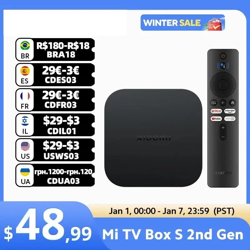 New! Global Version TV Box S 2nd Gen 4K Ultra HD BT5.2 2GB 8GB Google TV Google Assistant Smart TV Box