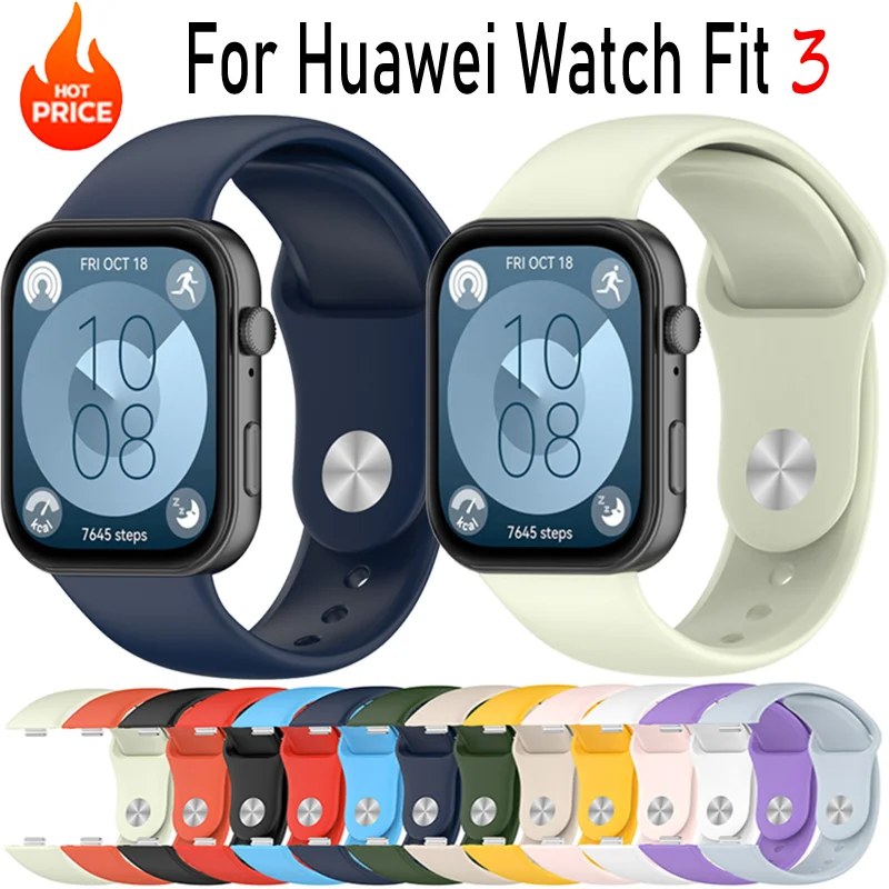 Soft Silicone Strap For Huawei Watch Fit 3 Sport Comfortable Durable Replacement Wristband Huawei Watch Fit 3 Correa Accessories