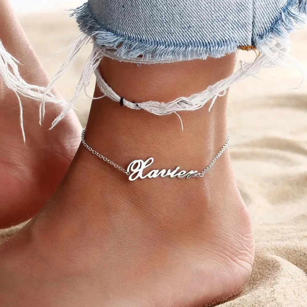 Custom Crown Name Ankle Bracelet Personalized Name Anklet for Women Girl Body Jewelry Stainless Steel Initial Tobilleras Mujer