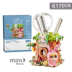 Mini Building Blocks Creative Stump Pen Holder Stationery Supplies Model Assembly Ornaments Kids Toys Boys and Girls Gifts
