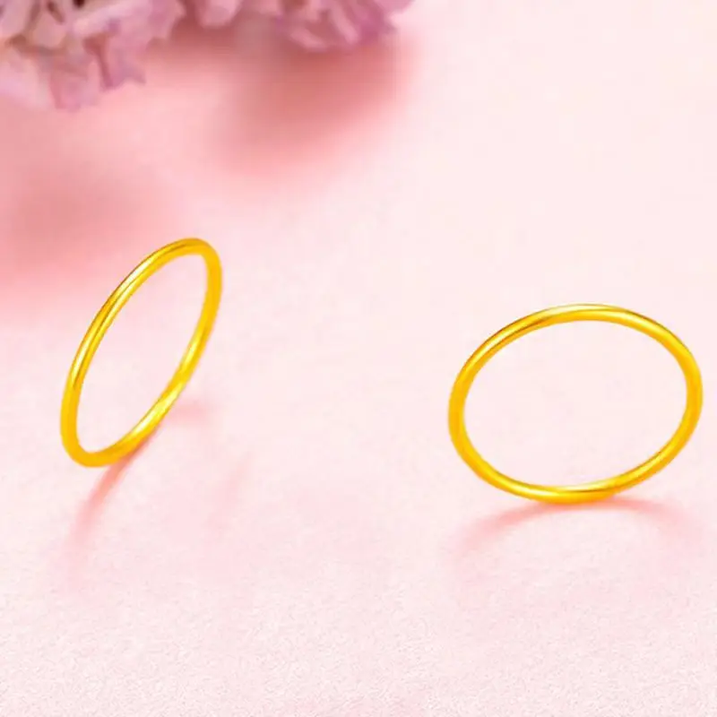 24K Yellow Gold Ring For Women, Pure 999 gold Polish Surface and Matte Finish Ring for Women Fashion Wedding Party Charm Jewelry