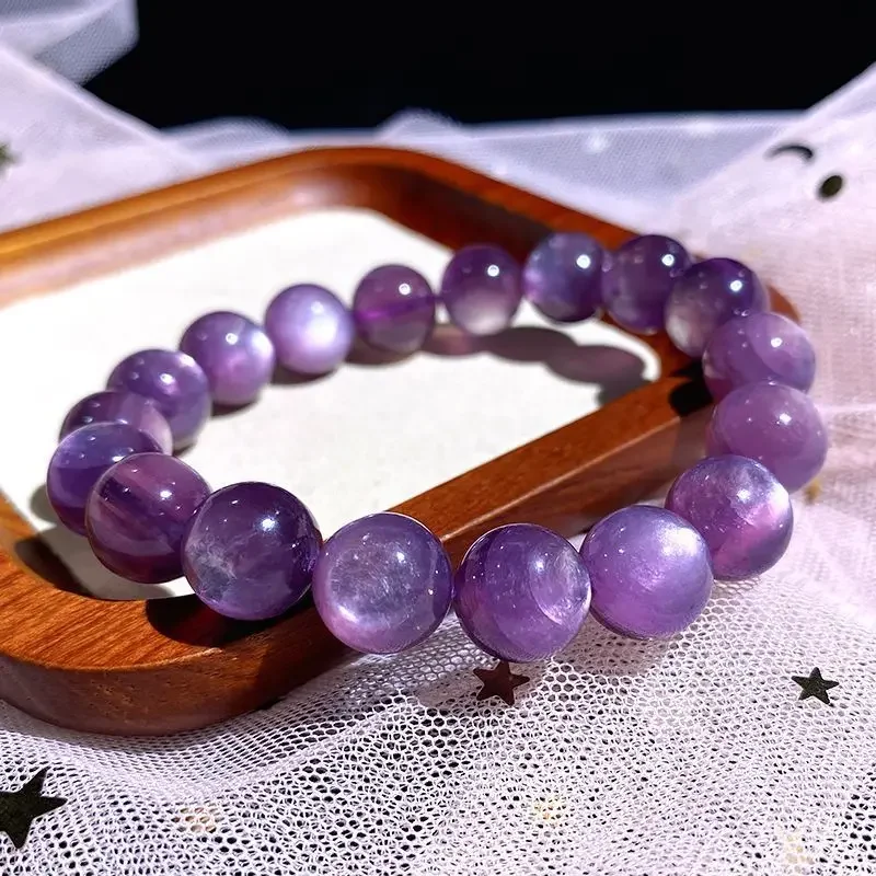 

UMQ Original Natural Icy Purple Lepidolite Jade Bracelet Female Cat Eye Strong Light Hand Jewelry Gifts for Girlfriend