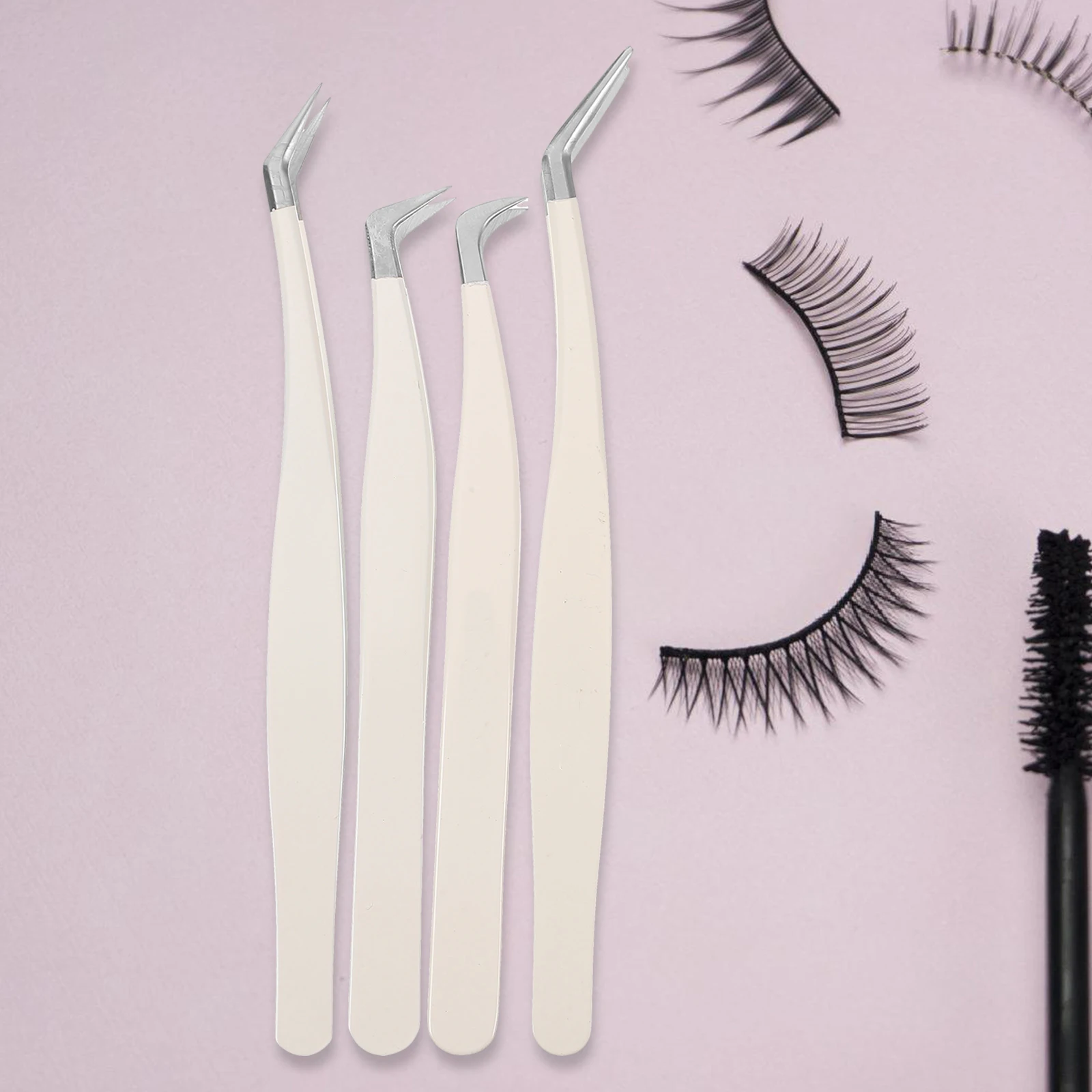 Conjunto de pinças de cílios postiços, aplicador profissional, ferramentas modeladoras de cílios, aço inoxidável para abundância de cílios