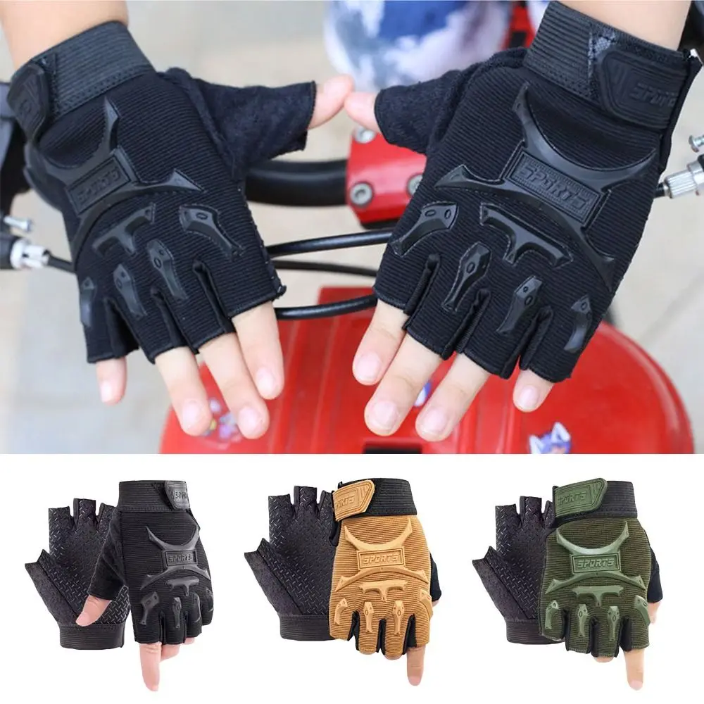Cute Fingerless Kids Sport Gloves Non-slip Elastic Cycling Mittens Windproof Breathable Children Bicycle Gloves for Boys Girls