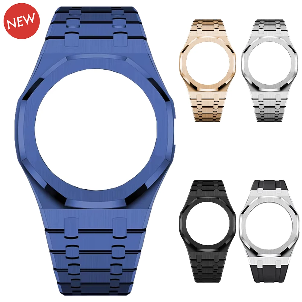 Stainless Steel Case + Rubber & Metal Strap Mod Kit Personalized Module Pocket Changer To Wristwatch For Swatch X AP Royal Pop