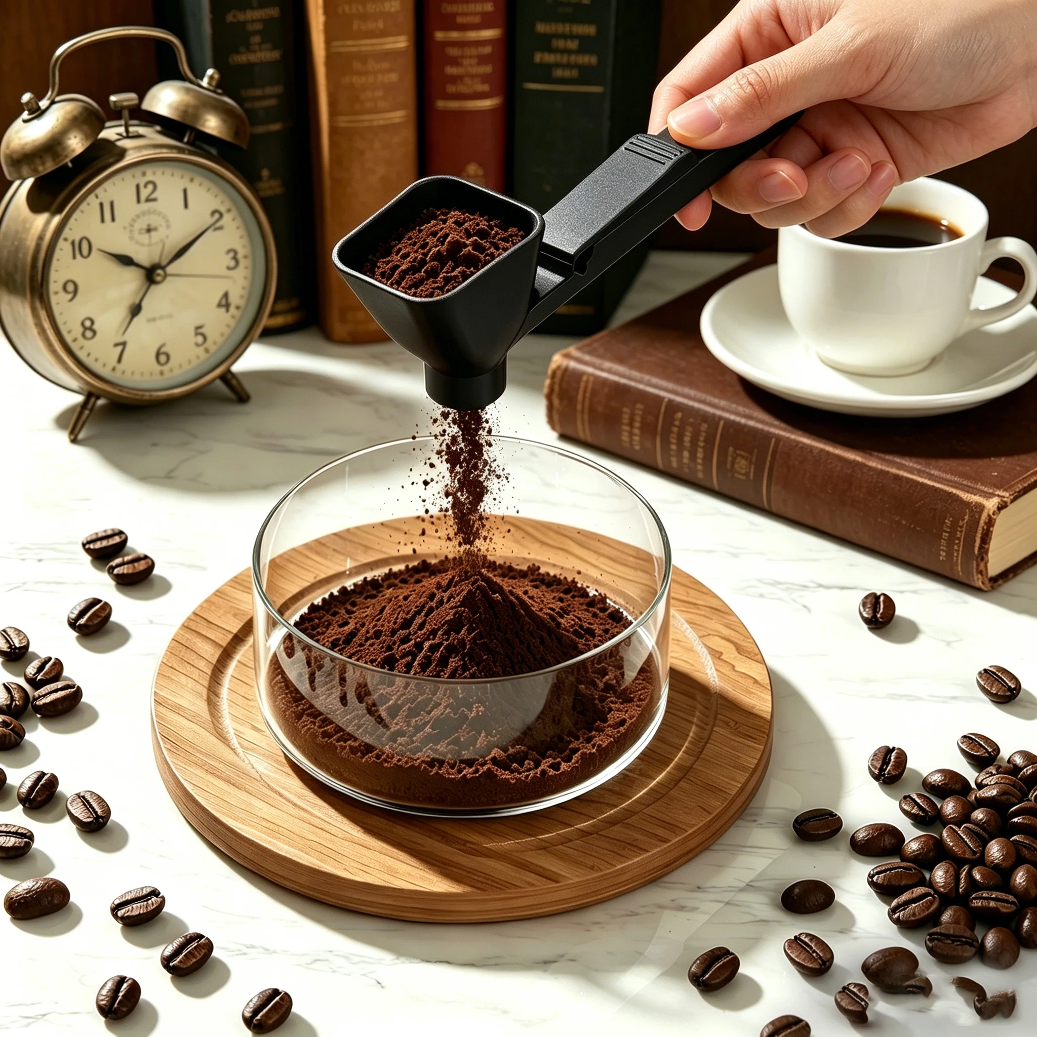 2PCS Coffee Scoop with Funnel for Ground Coffee, Protein Powder & Tea, Funnel Scoop 2TBSP Coffees Measuring Spoons, Prevents Spi