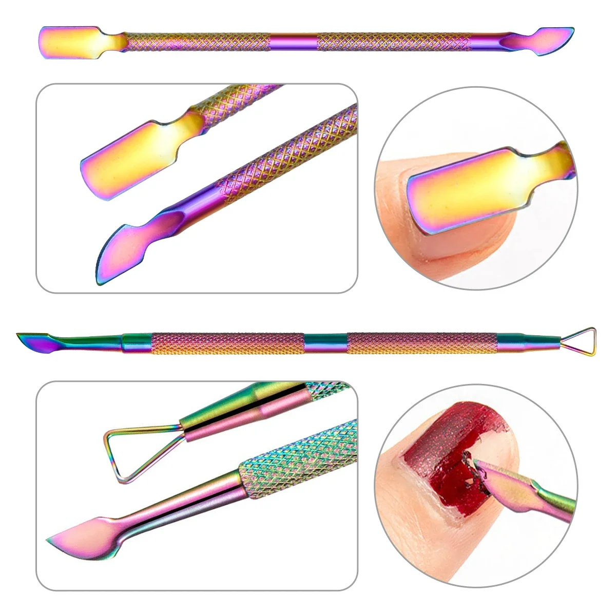 Pink Nail Tools Set Cuticle Trimmer with cuticle thruster, cuticle removal knife pliers and Triangle cuticle nail push Rod Peele