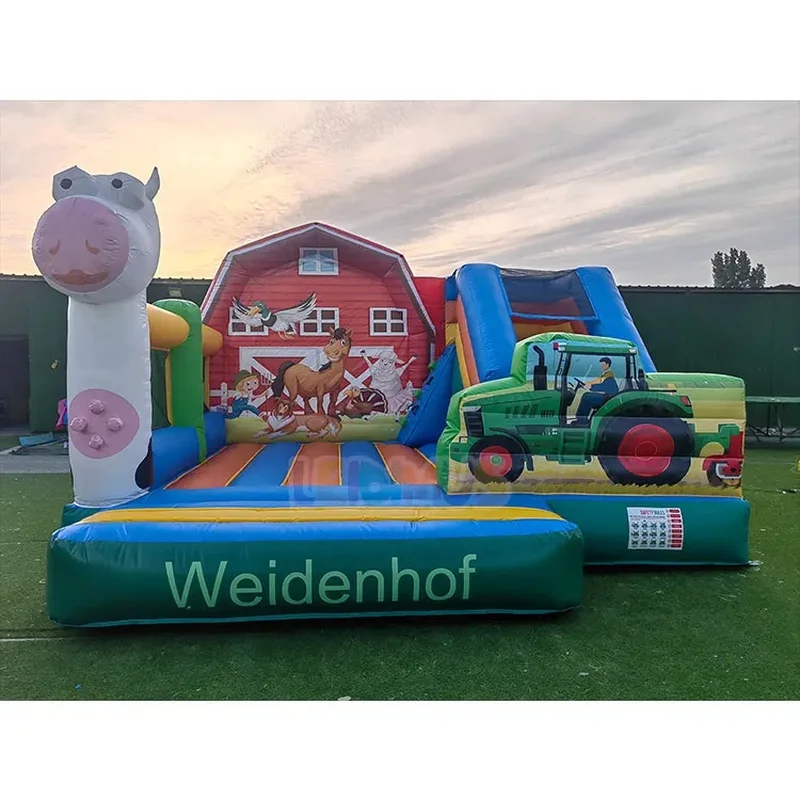 Party Combo Jumping Kids Bouncy Castle Slide Aufblasbare Hupfburg Farm House Inflatable Bounce House