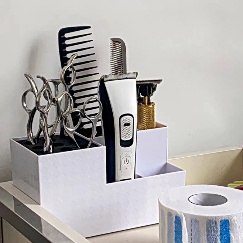 

Balck White Barber Tools Storage Box Hair Scissors Comb Clips Rack Hairdressing Cosmetic Tool Storage Box Barbershop Accessories