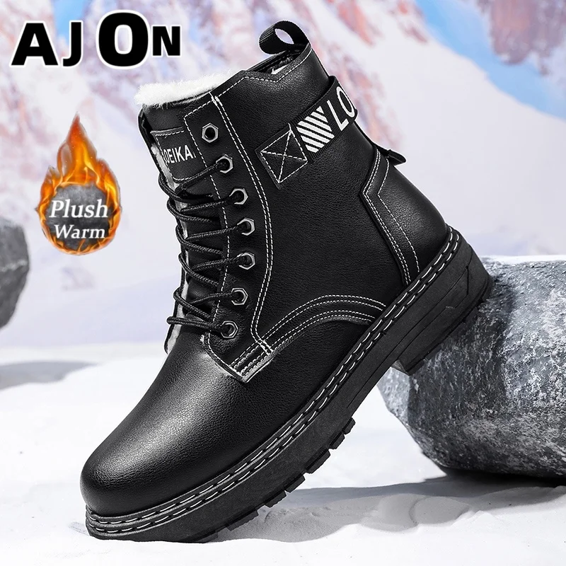 

2025 new winter men's boots cold-resistant plush warm snow boots thick-soled casual men's outdoor wear street sense size 39-48