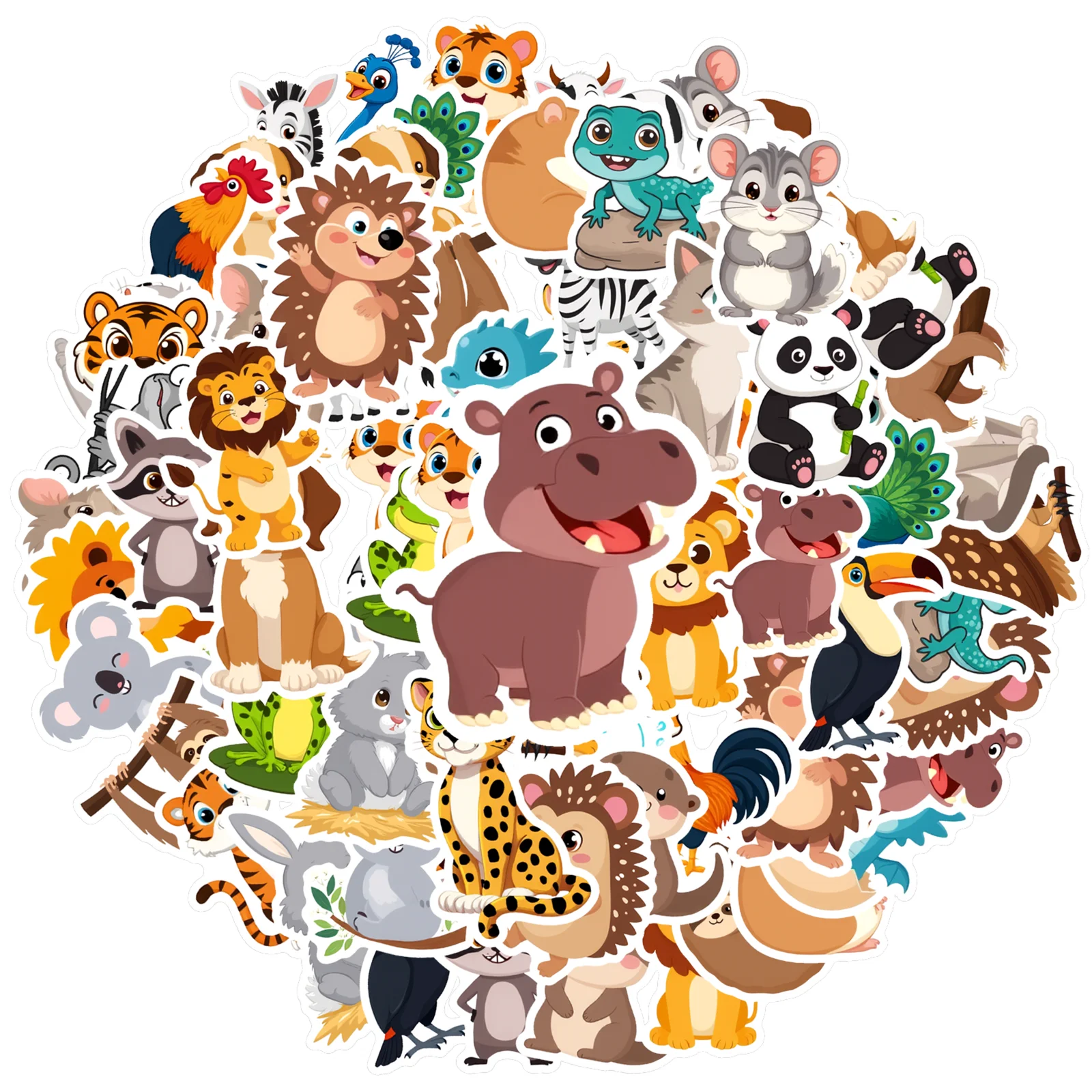 35pcs-50pcs Playful Cute Stickers Cute Animal Teacher Reward Stickers PVC Stickers For DIY Phone Laptop Scrapbook Bike Notebook