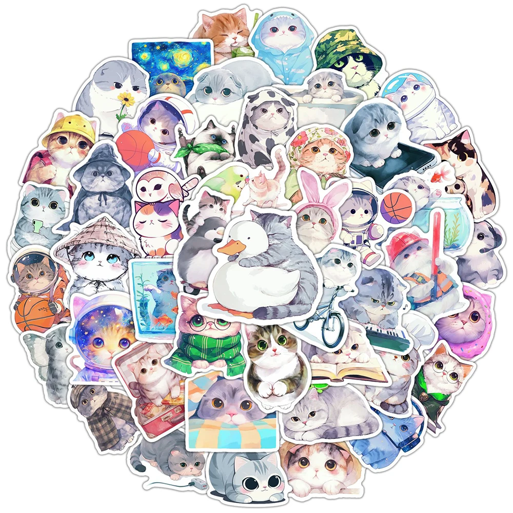 10/30/50 Stuks Leuke Cartoon Kat Graffiti Stickers Decals Diy Briefpapier Motorfiets Gitaar Laptop Kawaii Dier sticker Voor Kid Gift