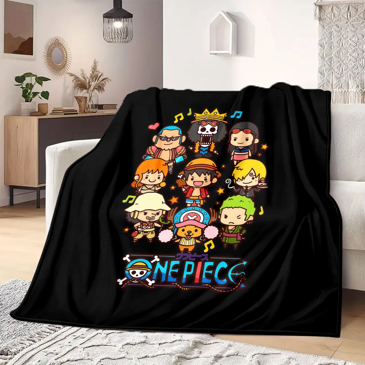 ONE PIECE Straw Hat Pirates Print Blanket Warm Comfortable Flannel Blanket Suitable for Bedrooms,Sofas, Beds,Chairs -QIAO110