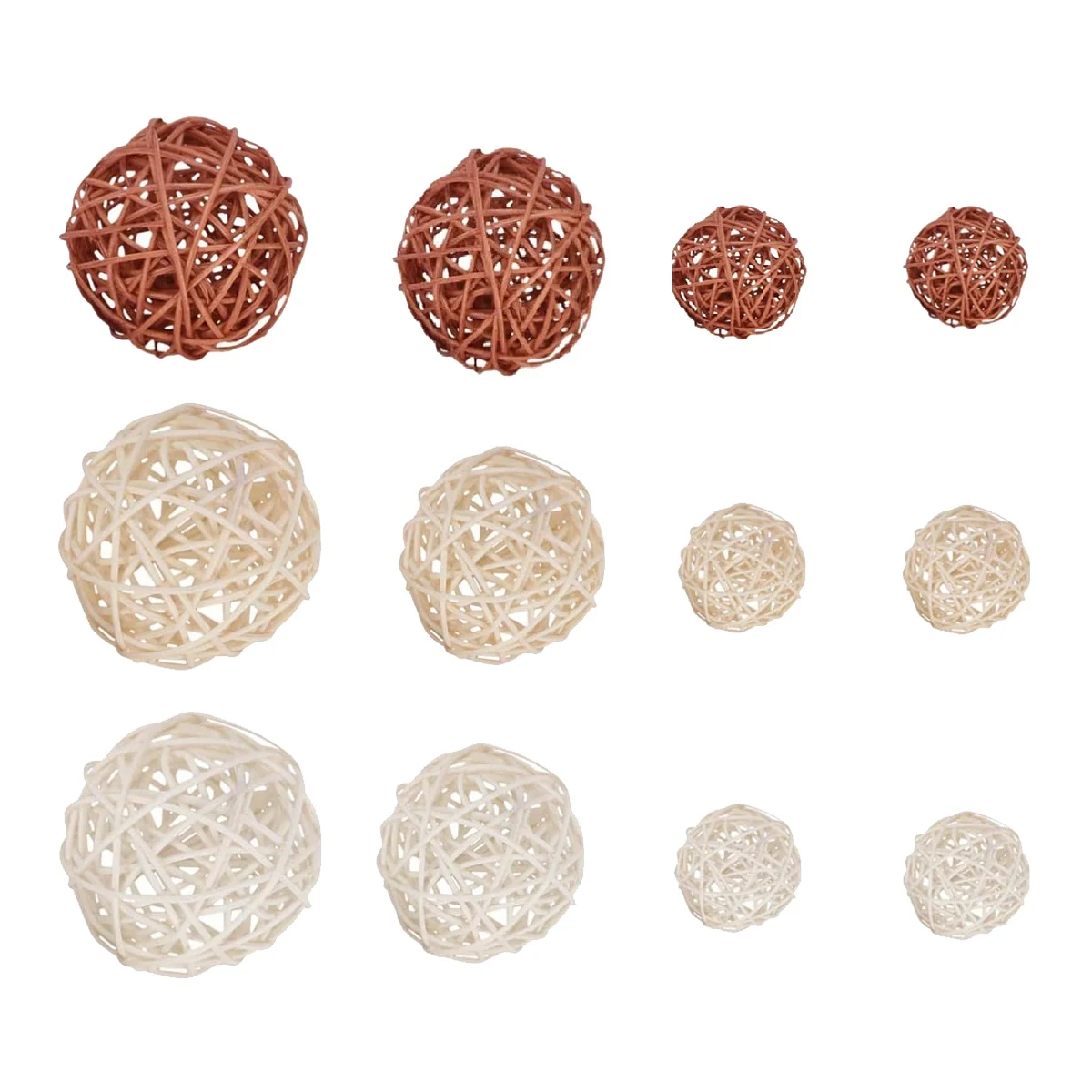 12Pcs Rattan Balls Decorative Ball Orbs Vase Fillers Table Decor, for Ceiling Orb Grapevine Ball Decorations