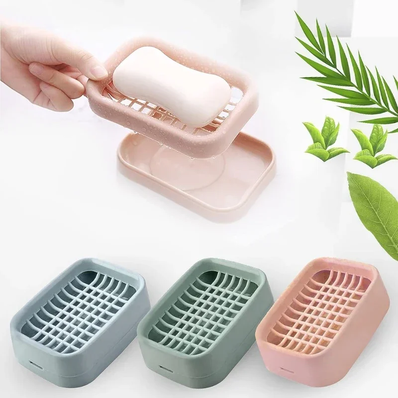 Portable Soap Holder Double-layer Plastic Shower Soap Dishes Non-slip Draining Tools Drainage Soap Box Bath Bathroom Accessories