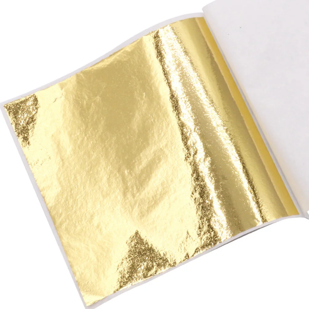 

50pcs 8X8.5Cm Gold Foil Sheets Imitation Gold Leaf Shiny Craft Decoration For Wood Ceramic Glass Metal Fabric Diy Art Projects