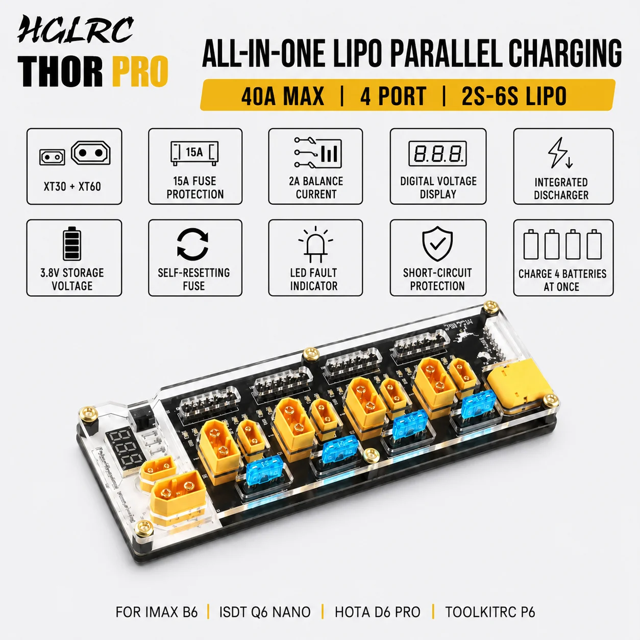 لوحة شحن متوازية HGLRC THOR PR - مراجعة Drone Battery Parallel Board وسعره