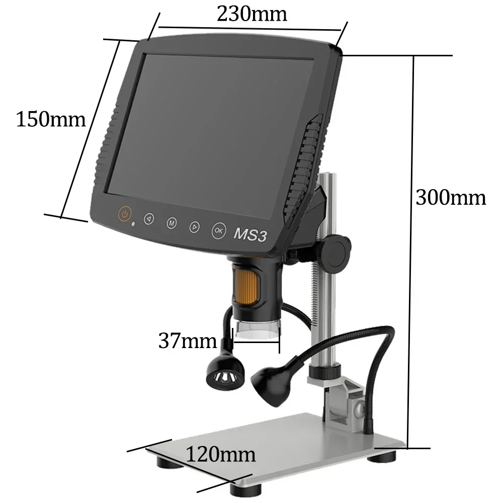 Zoom USB 1000X HD Digital Microscope 9 Inch Large LCD Displa with Two Fill Lights for Soldering Electronic Phone PCB Repair