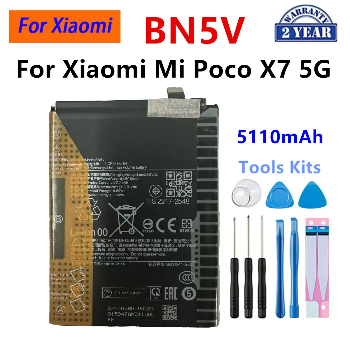 BN4A BN5W BN5Y BN6C BN71 BM68 BM5R BM5T BN5V BP59 Battery For Xiaomi Redmi  Note 7 14 15 Pro Xiaomi 13T Redmi 12 Poco X6 X7 5G image 6