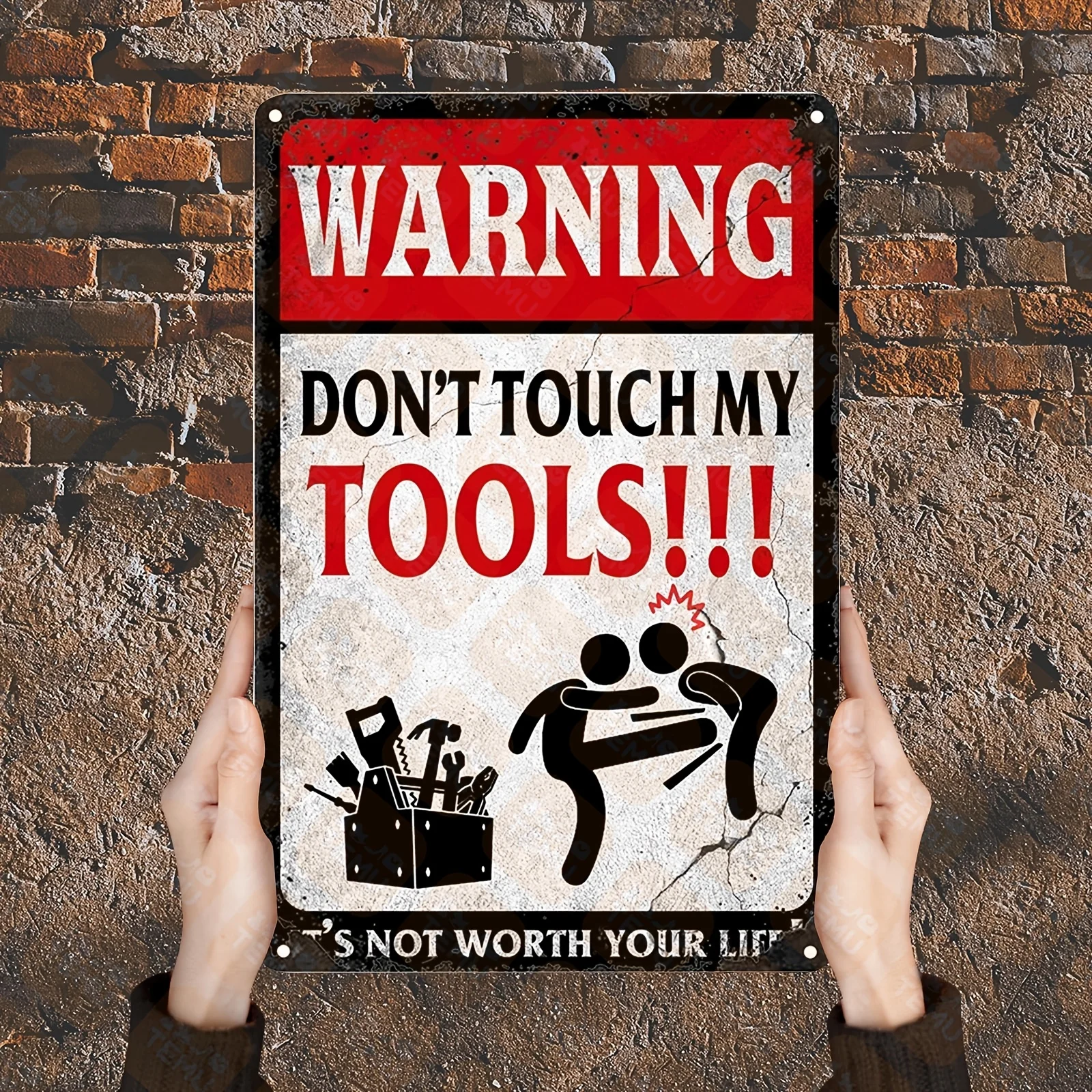（2D Tin painting）Letrero Metálico Decorativo Vintage con la Frase 'Don't Touch My Tools', Arte Divertido para Garaje y Taller