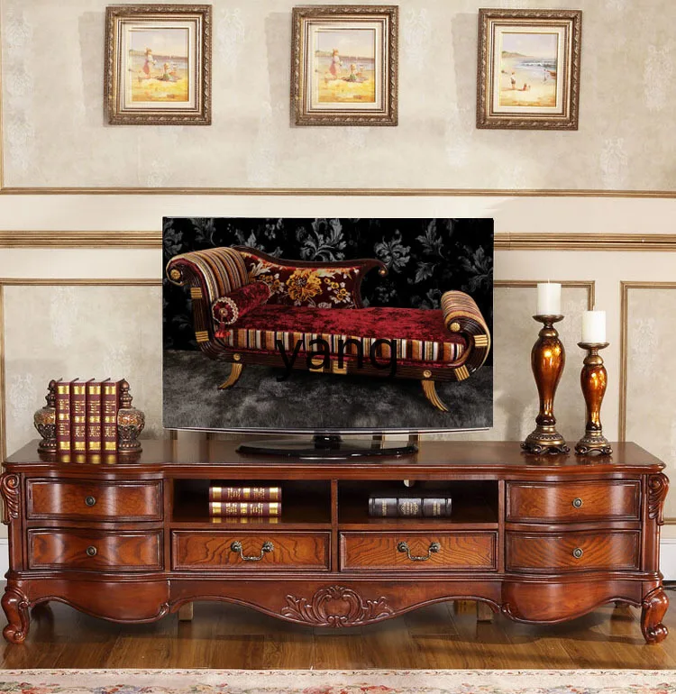 YJQ European TV Cabinet Living Room Solid Wood Storage Floor Cabinet American 1.8/2/2.2/2